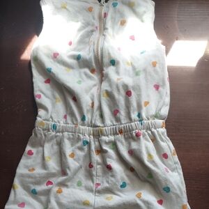 Faded Glory White One-Piece Bodysuit with Multicolored Heart Print